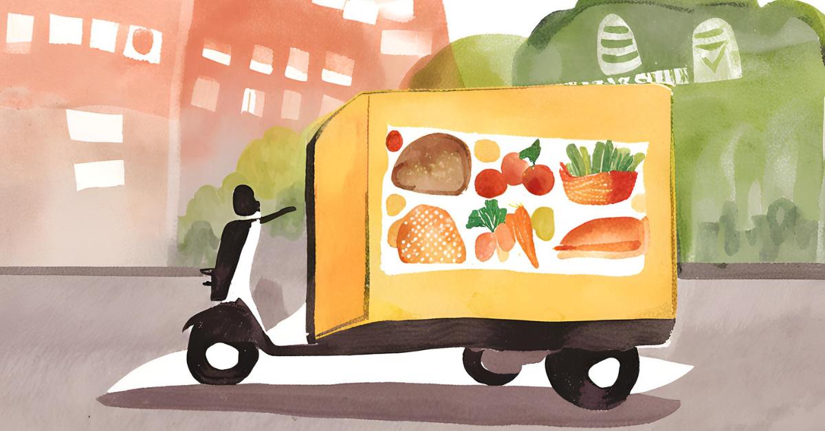 Food & Delivery Illustration Lieferfahrzeug