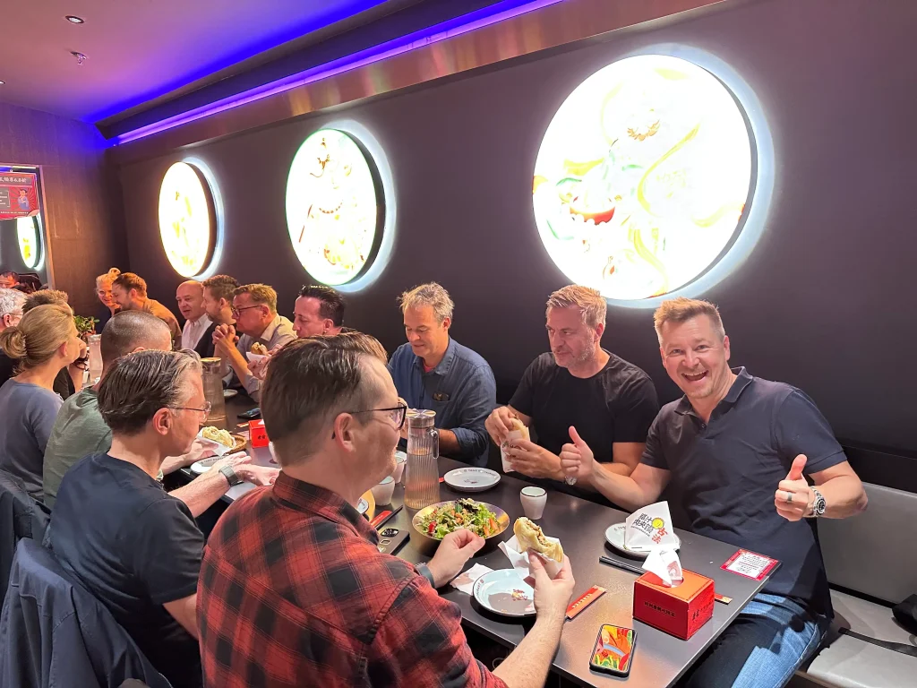 Picture of the group eating together during the K5 X-Pedition to China