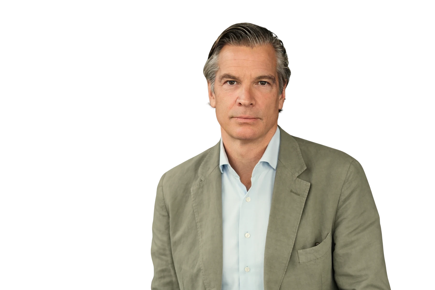 Freigestelltes Porträt von Robert Bosch, Chief Commercial Officer bei Sunday Natural. Er trägt ein helles Hemd unter einem hellgrünen Sakko und blickt ruhig und fokussiert in die Kamera. Der Hintergrund ist hellgrau.